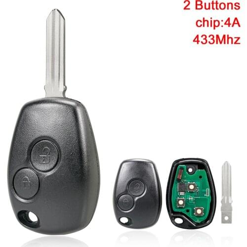 2 Buttons 433MHz Keyless Smart Remote Car Key Fob with 4D67 Chip Fit for Renault Logan Sandero 2012 - 2016