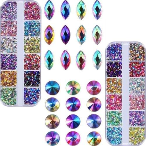 Mix Color AB Acrylic Rhinestones Satellite Horse Eye Non Hot Fix Rhinestones Flatback Nail Stones Gems For 3D Nails Art 1200Pcs