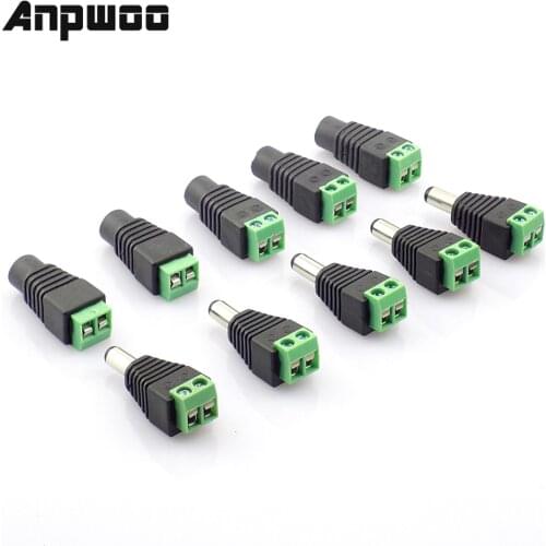 ANPWOO Coaxial Cat5 To Bnc DC Power Male jack plug DC female Connector plug adapter Av BNC UTP for CCTV Camera Video Balun