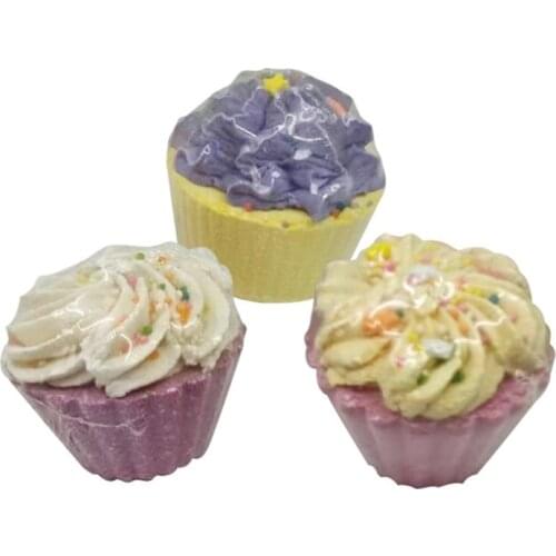 Q1QD Cup Cake Bubble Bath Bomb Natural Fizzy for Women Moisturizes Dry Sensitive Skin. Releases Color, Scent, and Bubbles