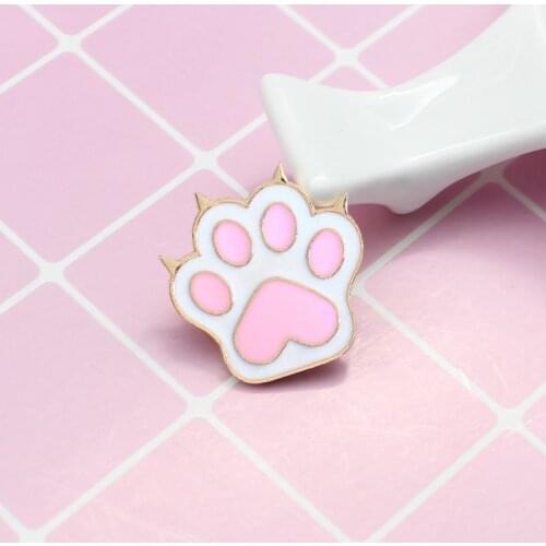 RNG Fashion Cute Pink paw pin Cat paw brooch jewelry Animal Enamel Pin gift for children Accessories