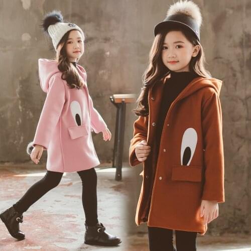 Kids clothing coat jacket girls coat new school childrens padded clothes childrens woolen cloth coat tide in winter 3-12 ages