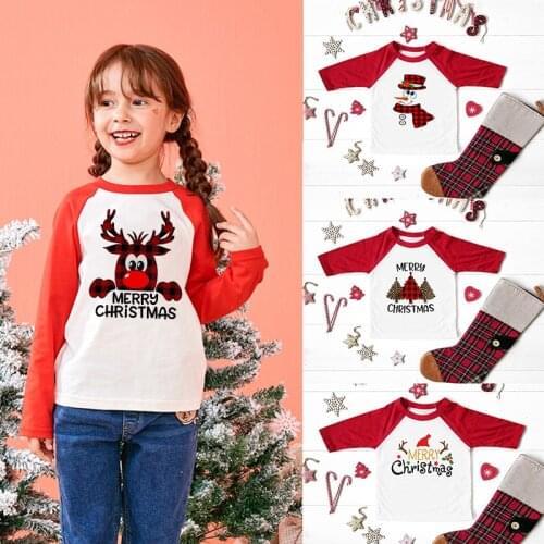 Childrens Christmas Red T-Shirt Kids Merry Christian Shirt Holiday Red Unisex Baseball Tee for Boy Girl Cute Toddler Clothes