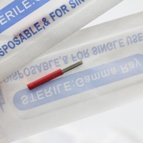 50 pcs Red 19 Round Needles Microblading Needles Permanent Makeup Tattoo Manual Eyebrow Blades Shading Eyebrow Microblading