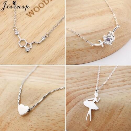 Jisensp Trendy Love Heart Choker Necklaces Fashion Ballet Dancer Molecular Crystal Pendant Necklace Women Kolye Bridesmaid Gifts