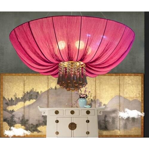 Chinese lamp creative living room bedroom marine fabric Pendant Light engineering setting decoration Southeast Asia lamp ya71119