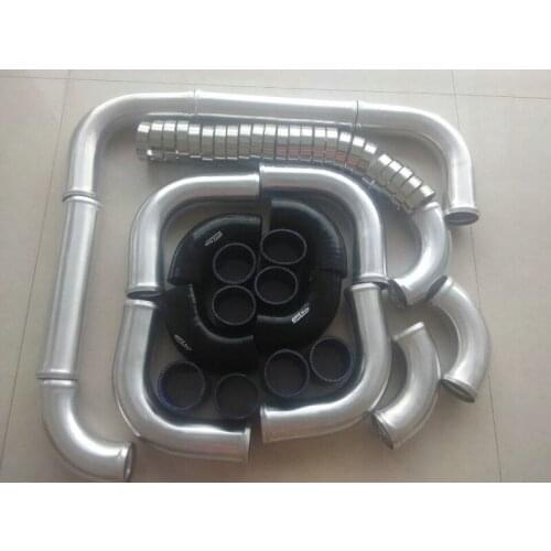 2" 51mm Aluminum Intercooler Turbo Piping pipe Kit + black hose kits Universal