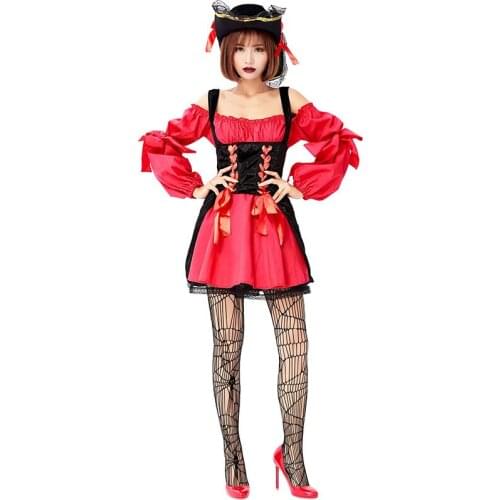 Halloween Party Party Carnival Costume Navigator Red and Black Pirate Costume Stage Costume