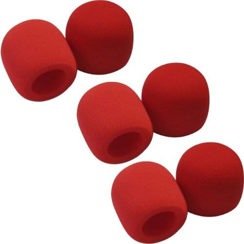 Red Microphone Cover Microphone Windscreen Foam Cover Top Grade 6 Pack