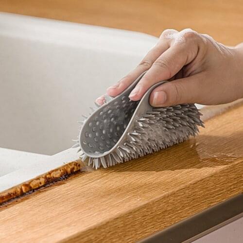 Kitchen Gap Cleaning Brush Silicone Dishwashing Brush Fruit Vegetable Dish Pot Pan Sponge Scrubber for Bathroom Window Household