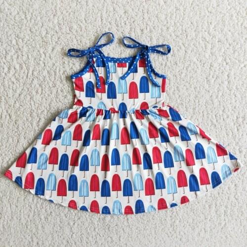 4th of july dress Infant Girls Summer Dress Clothing Kids Ice cream printed Outfits Milk Silk Boutique kid frocks