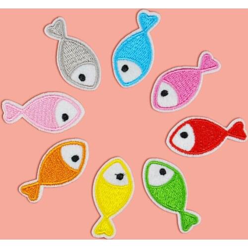 Mini fish series embroidery cloth stickers Iron On Patches Childrens Clothing Hole Repair Adhesive Hot Melt Adhesive Stickers