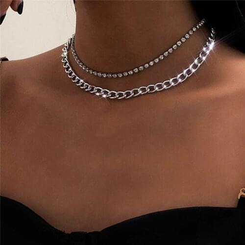 New collar 2021 fashion crystal necklace womens Retro multi-level gold and silver simple necklace jewelry and gifts wholesale