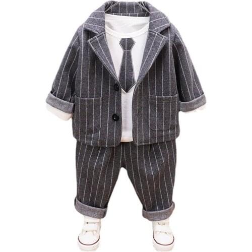 New Spring Autumn Baby Boys Clothes Children Fashion Coat T-Shirt Pants 3Pcs/Sets Toddler Casual Costume Kids Gentleman Clothing