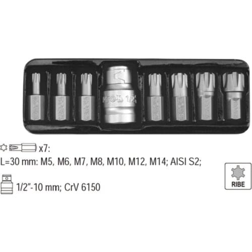 New High Quality 7pc Torx screwdriver set Ribe Allen bits Driver bit Sets with Conversion sleeve