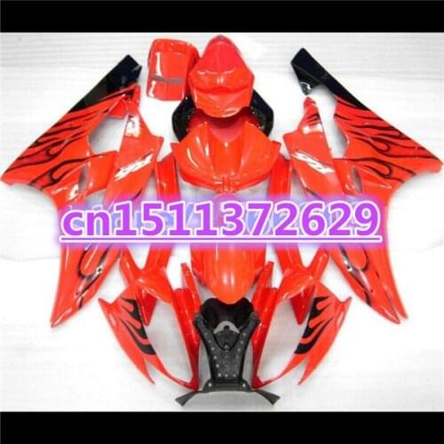 Black flames in orange ABS Fairing kit for YZF-R6 06-07 YZF R6 06 07 YZF 600 R6 2006 2007 fairing sets bodywork ABS-Dor D