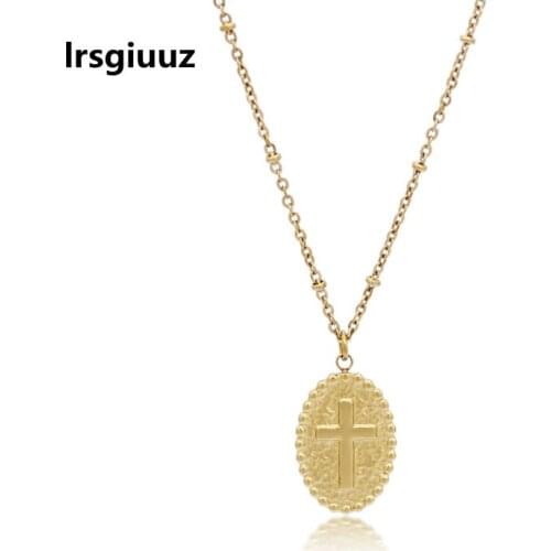 Cross Shape Pendant of 14k gold jewelry real gold plated Stainless Steel religious choker for men or women festival gift