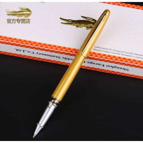 Crocodile 215 Luxury Gold 0.7mm Black Ink Refill Roller Ball Pen with Diamond High Quality Writing Stationery Ballpoint Pens