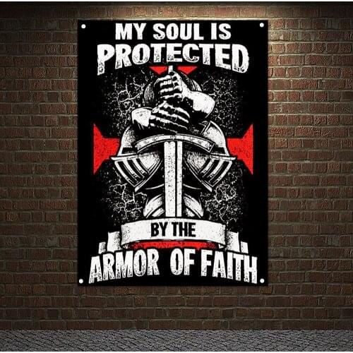 Knights Templar Armor Military Posters Tapestry Wallpapers indoor Decor Retro Crusader Banner Flag Wall Hanging Ornaments Mural