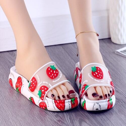 Ladies Sandals 2021 Summer Sweet and Cute Transparent Fruit Shoes Thick-soled Fashion Comfortable Home Womens Shoes