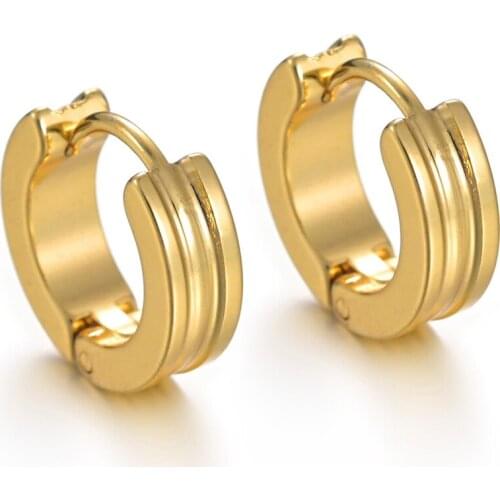 New Classic Punk Gold Color Stainless Steel Stud Earrings For Men Women Street Pop Hip Hop Gothic Ear Jewelry Party Gifts