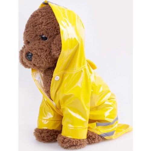 Puppy Pet Raincoat S-XL Hoodie Outdoor Cute Dog Waterproof Jacket Dog PU Raincoat Cat Clothing Summer Clothes