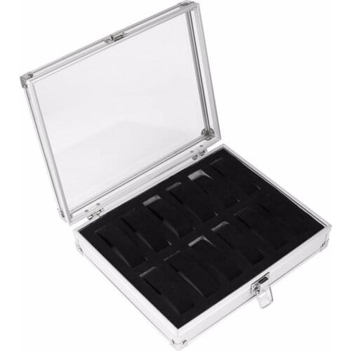 12 Grid Slots Watch Box Display Jewelry Storage Square Aluminium Suede Box Case Container Jewelry Organizer Caja de watch