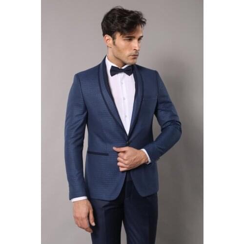 Blue Patterned Tuxedo Suit Wessi