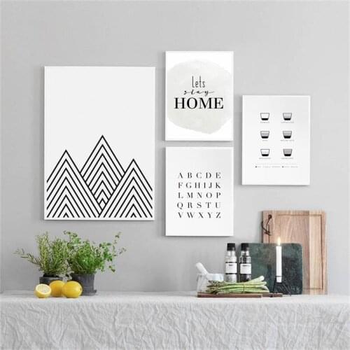 Nordic Canvas Painting Home Decor Picture Wall Art Quote Letter Black and White Word Geometry Print Room Wall Backdrop Painting