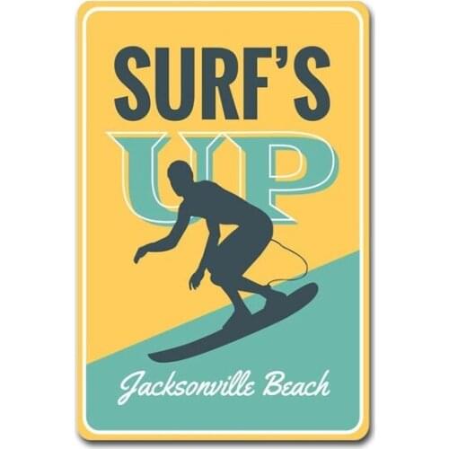 Surfs Up Decor, Big Wave Catcher, Surfing Lovers, Beach Coastal Decor, Beach Gift, Tin Sign Gift, Quality Metal Surfs Up Sign