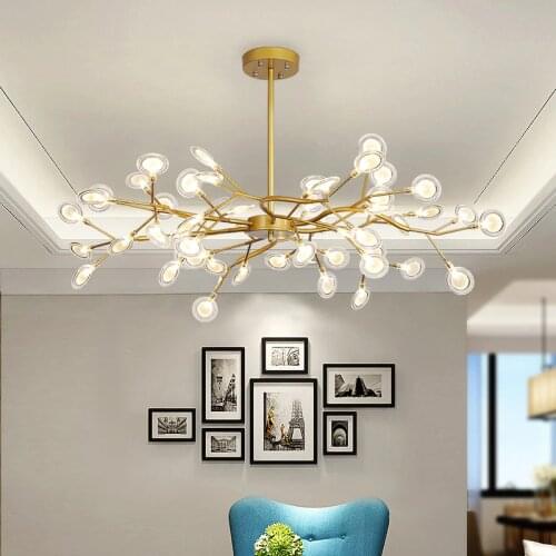 Postmodern LED chandelier tree branch leaves chandelier Black Rose Gold mid century home deco glass bubble chandelier