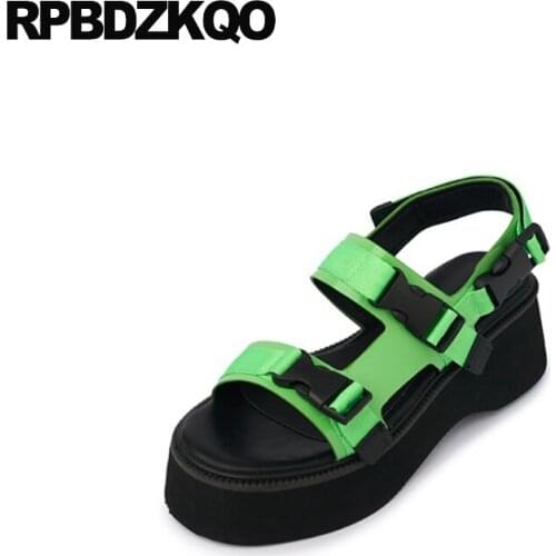 High Heels Shoes Slingback Sneakers Gladiator Harajuku Pumps Green Women Wedge Platform Sandals Flatform Sport Patent Leather