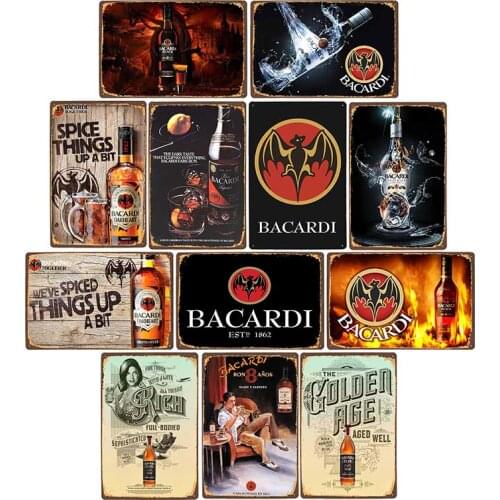 Alcohol Rum Metal Tin Signs Liquor Vintage Bar Art Posters Pub Man Cave Club Retro Wall Decorative Home Decor 20x30cm