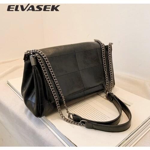 Vintage Solid Color Chain Soft Leather Shoulder Handbags 2020 New Design Fashion Women Messenger Bags Female Flap Bag And Purse