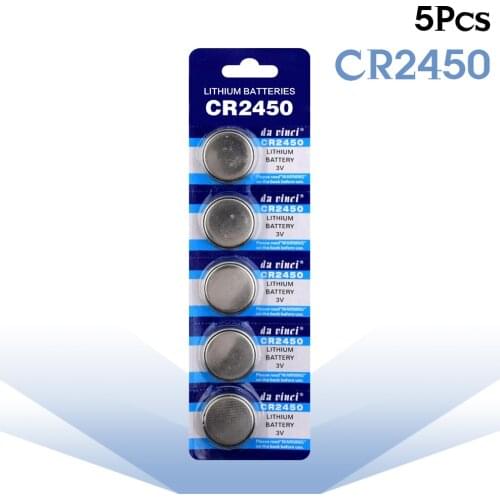 YCDC 5pcs 3V CR2450 Lithium Watch Batteries DL2450 BR2450 LM2450 5029LC KCR2450 Single Use Coin Cells Button Battery