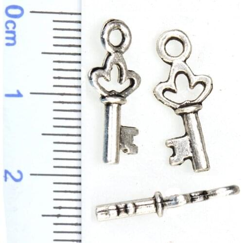 Jewelery Accessories Bracelets Charms Pendants Necklaces DIY Keys Flower Small Double Antique Silver Metal Fashion 18*7mm 100pcs