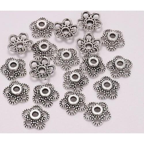 50pcs/Lot 10mm 5 Petals Hollowed Flower Loose Sparer End Bead Caps For Jewelry Making Finding DIY Bracelet Accessories Component