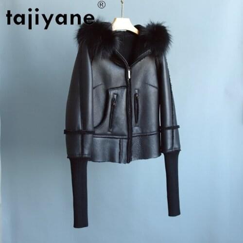 Women Clothes Winter Genuine Sheepskin Jackets Womens Wool Coats Woman Fox Fur Collar Hooded Parkas Abrigo Mujer TN1198
