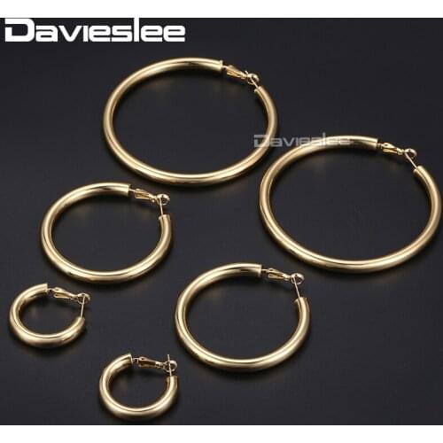 Davieslee Womens Hoop Earrings Round Circle Gold Silver Color Tube Earrings For Women Fashion Jewelry Gifts Statement 5mm DGEM18