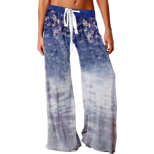 Woman Autumn Casual Wide-leg Pants Unique Design Elastic Waist Trouser Ladies Harem Pants Floral Print Ca pri Oversize Pants