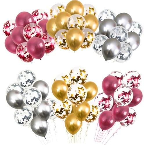 10/14pcs Metallic Balloons Heart Star Silver Gold Confetti Balloon Adult Wedding Kids Air Balls globos Birthday Party Decoration