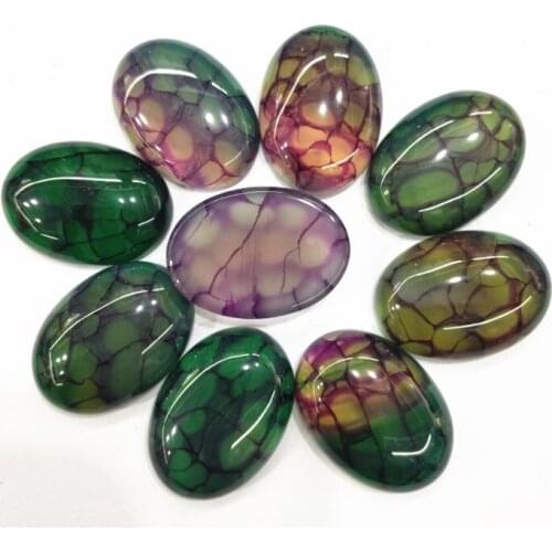 10pcs green agate stone beads cabochons oval shape 18x25mm crack stone diy jewelry finding and accessories wholesale price