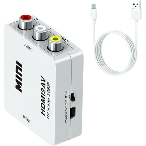 1080P HDMI to AV Video o Adapter 3 RCA Converter with 1.5M Cable Composite Video o