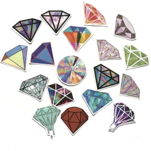 18pcs Diamond Stickers For Notebooks Stationery Laptop Diary Scrapbooking Vintage Personalized Sticker Aesthetic Craft Supplies