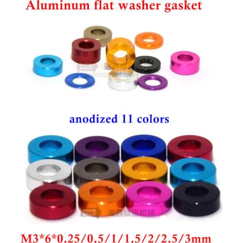 50pcs M3*6*2mm Aluminum flat washer for RC Model Part Aluminum countersunk Gasket Washer meson anodized colorful