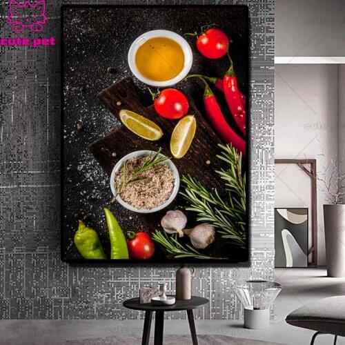 5D diamond painting cross stitch Chili, garlic, sesame oil, seasoning DIY square drill full diamond embroidery mosaic decoration