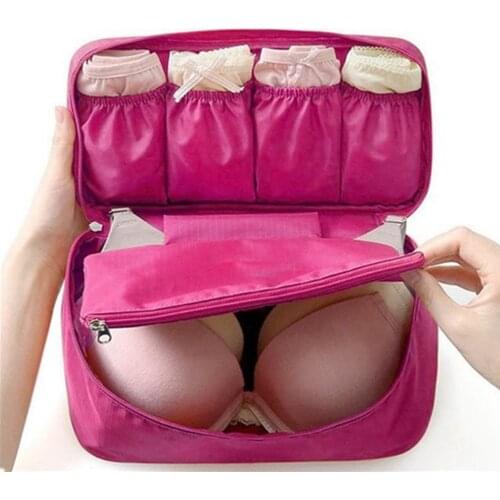 AOTU Portable Waterproof Women Underwear Bras Storage Bag Girl Travel Cosmetic Makeup Organizer Bag Luggage Case Holder handbag