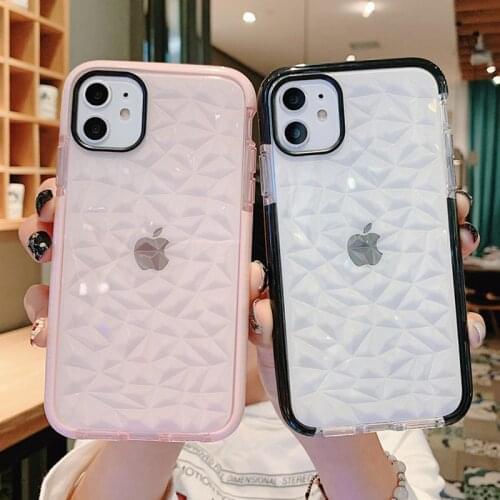 Art Luxury Phone Case Diamond Pattern For iPhone 12 11 Pro Max 12 Pro XS XR X 7 8 Plus SE2 12 Mini Transparent Watercolor Cover