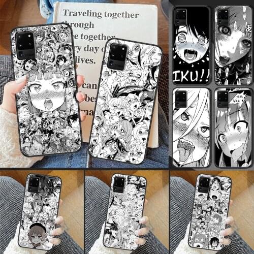 Hentai Anime Girl Faces Phone case For Samsung Galaxy Note 4 8 9 10 20 S8 S9 S10 S10E S20 Plus UITRA Ultra black pretty shell