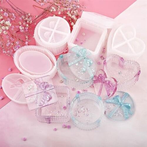 DIY Resin Mold Storage Box Silicone Mould Heart Round Shape Crystal Resin Epoxy Box Jewelry Making Tools